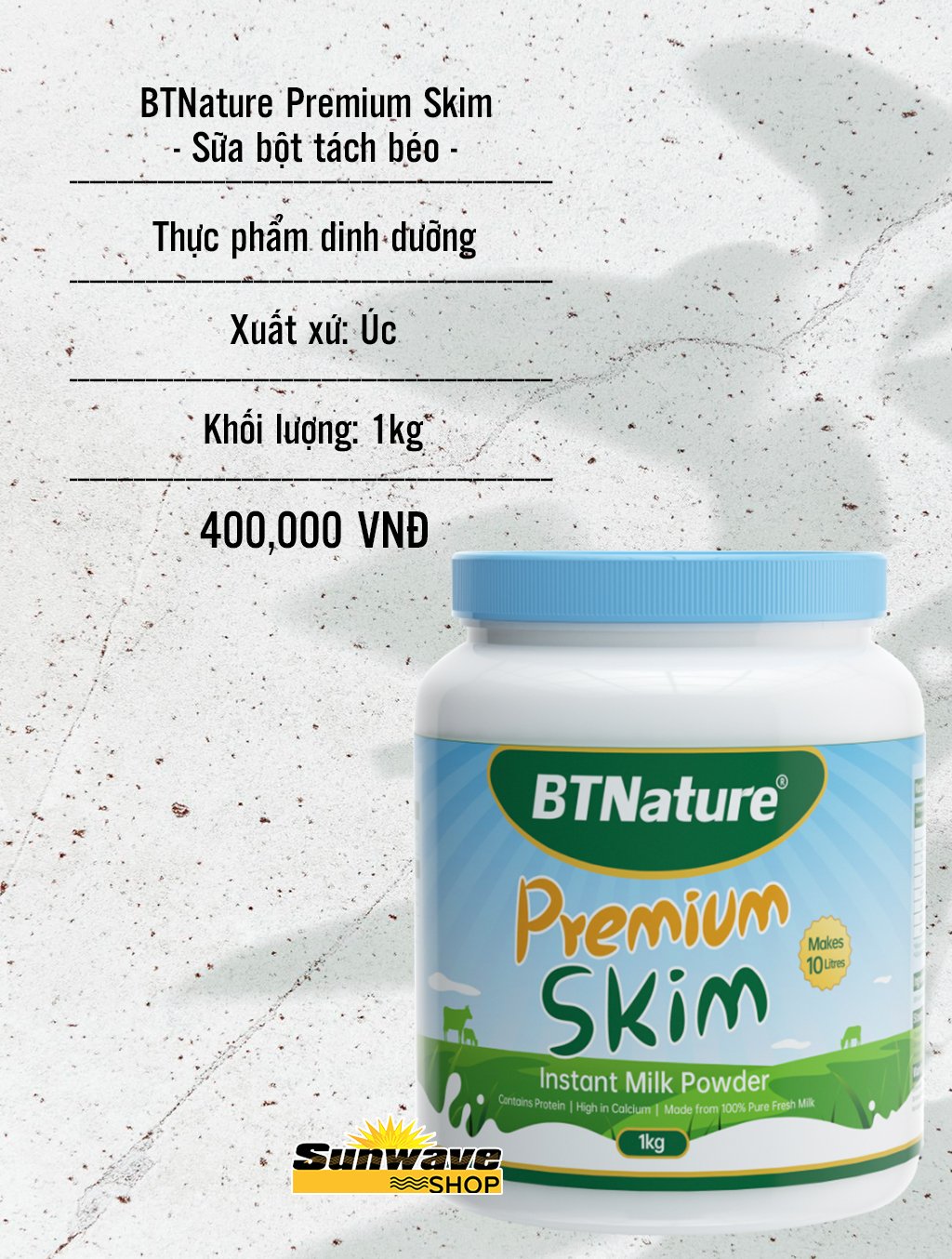 BTNature Premium Skim - Sữa bột tách béo