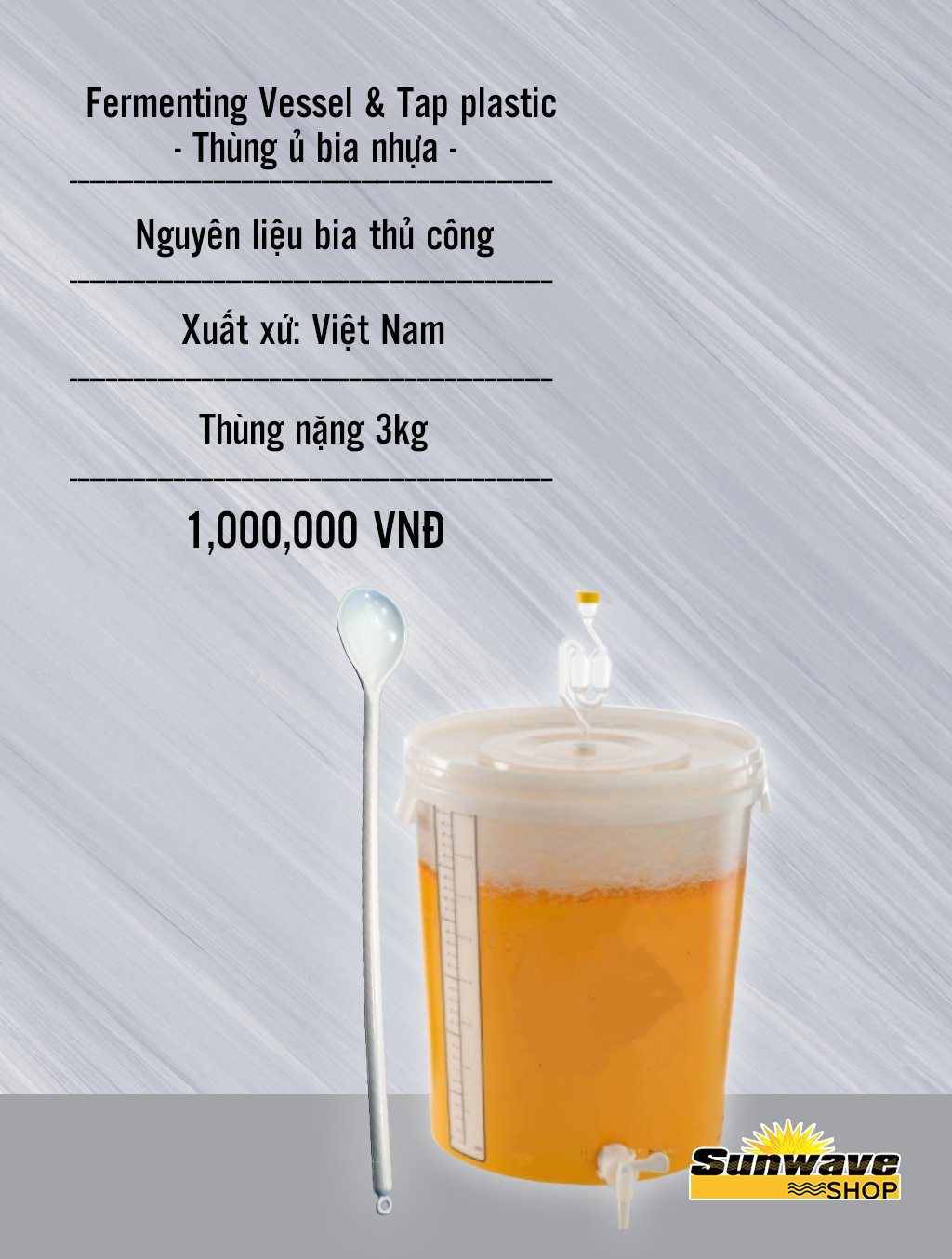 Fermenting Vessel & Tap plastic - Thùng ủ bia nhựa